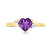 Thumbnail Image 4 of Heart-Shaped Amethyst & Diamond Ring 1/15 ct tw 10K Yellow Gold