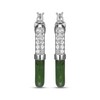 Thumbnail Image 2 of Nephrite Jade & White Lab-Created Sapphire Hoop Earrings