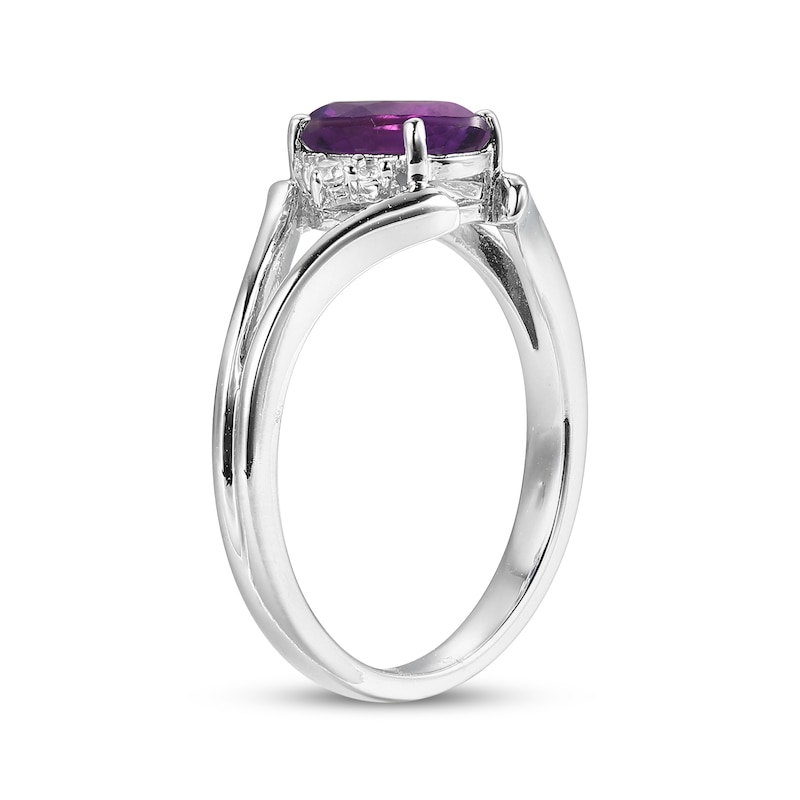 Main Image 2 of Oval-Cut Amethyst & White Lab-Created Sapphire Ring Sterling Silver