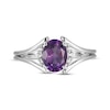 Thumbnail Image 3 of Oval-Cut Amethyst & White Lab-Created Sapphire Ring Sterling Silver