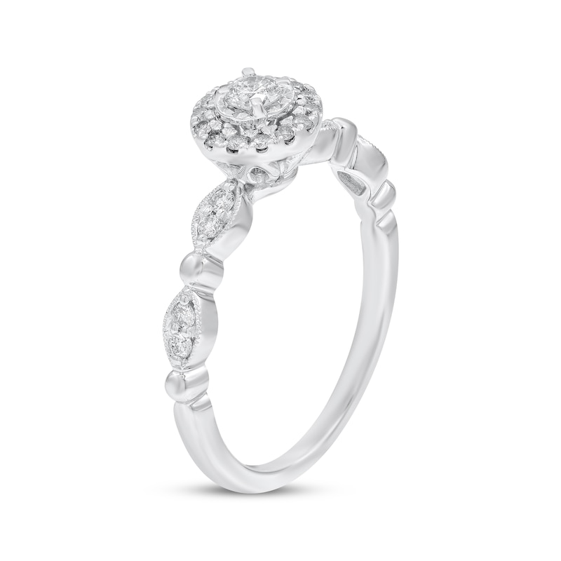Main Image 2 of Adore Round-Cut Diamond Halo Engagement Ring 1/4 ct tw 10K White Gold