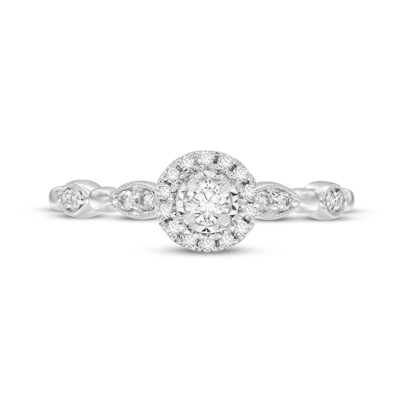 Main Image 3 of Adore Round-Cut Diamond Halo Engagement Ring 1/4 ct tw 10K White Gold