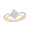 Thumbnail Image 1 of Baguette & Round-Cut Multi- Diamond Split Shank Fashion Ring 1/5 ct tw 10K Yellow Gold