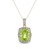 Thumbnail Image 1 of Cushion-Cut Peridot & Diamond Milgrain Frame Necklace 1/15 ct tw 10K Yellow Gold 18"