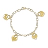 Thumbnail Image 1 of Puff Heart Charms Bracelet 14K Yellow Gold 7.5"
