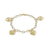 Thumbnail Image 2 of Puff Heart Charms Bracelet 14K Yellow Gold 7.5"