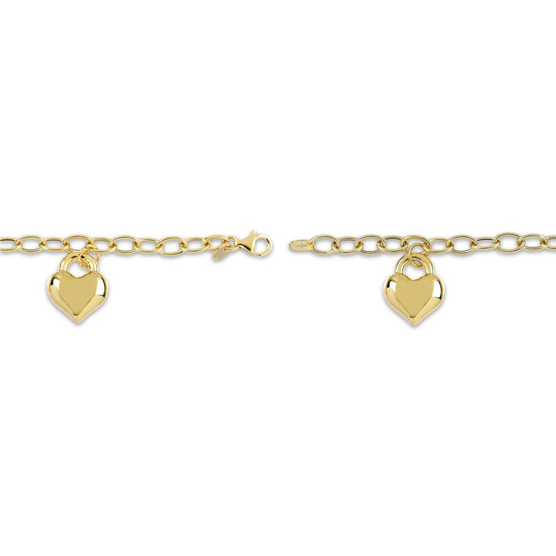 Main Image 4 of Puff Heart Charms Bracelet 14K Yellow Gold 7.5"