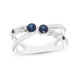 Blue & White Lab-Created Sapphire Orbit Ring 10K White Gold