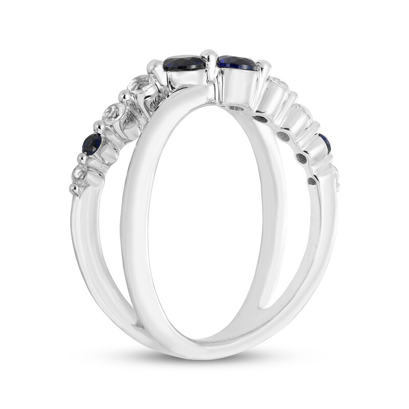 Main Image 2 of Blue & White Lab-Created Sapphire Orbit Ring 10K White Gold