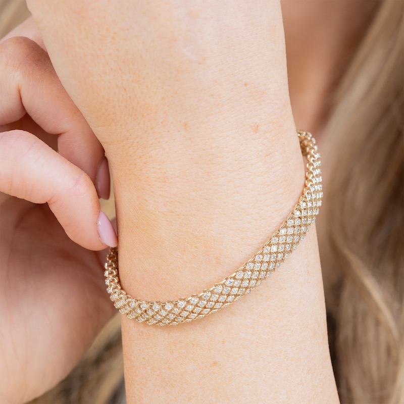 Main Image 4 of Multi-Row Diamond Bracelet 3 ct tw 14K Yellow Gold 7.25"