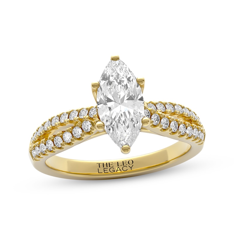 Main Image 1 of THE LEO Legacy Lab-Grown Diamond Marquise-Cut Engagement Ring 1-1/3 ct tw 14K Yellow Gold