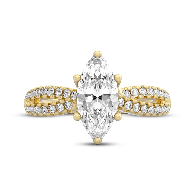 Main Image 3 of THE LEO Legacy Lab-Grown Diamond Marquise-Cut Engagement Ring 1-1/3 ct tw 14K Yellow Gold