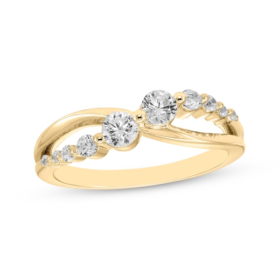 Diamond Crossover Ring 1/2 ct tw 10K Yellow Gold