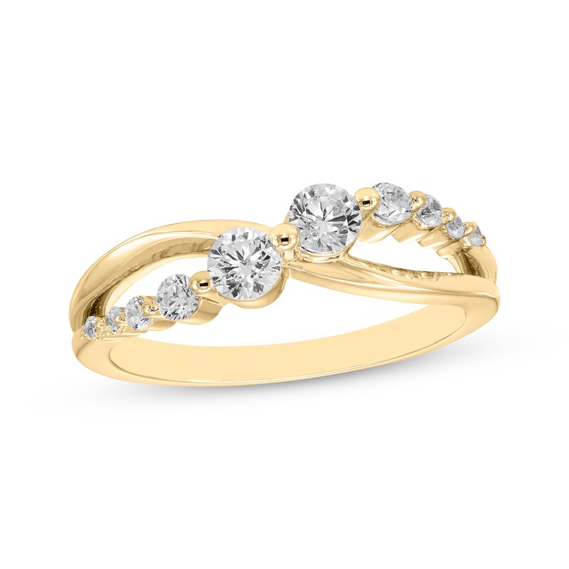 Main Image 1 of Diamond Crossover Ring 1/2 ct tw 10K Yellow Gold