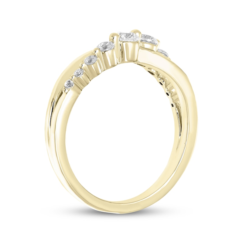Main Image 2 of Diamond Crossover Ring 1/2 ct tw 10K Yellow Gold