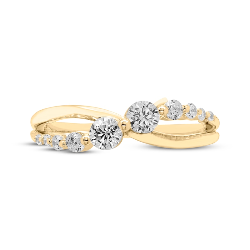 Main Image 3 of Diamond Crossover Ring 1/2 ct tw 10K Yellow Gold