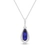 Thumbnail Image 1 of Pear-Shaped Blue Lab-Created Sapphire & White Lab-Created Sapphire Necklace Sterling Silver 18"