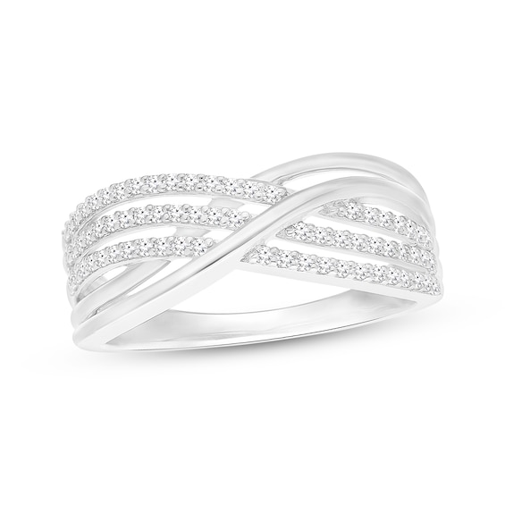 Diamond Multi-Row Crossover Ring 1/4 ct tw 10K White Gold