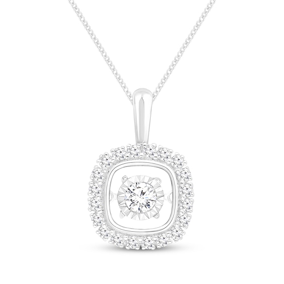 Unstoppable Love Diamond Cushion Halo Necklace 1/3 ct tw 10K White Gold 19"