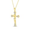 Thumbnail Image 2 of Diamond Crucifix Necklace 1/8 ct tw 14K Yellow Gold 18"