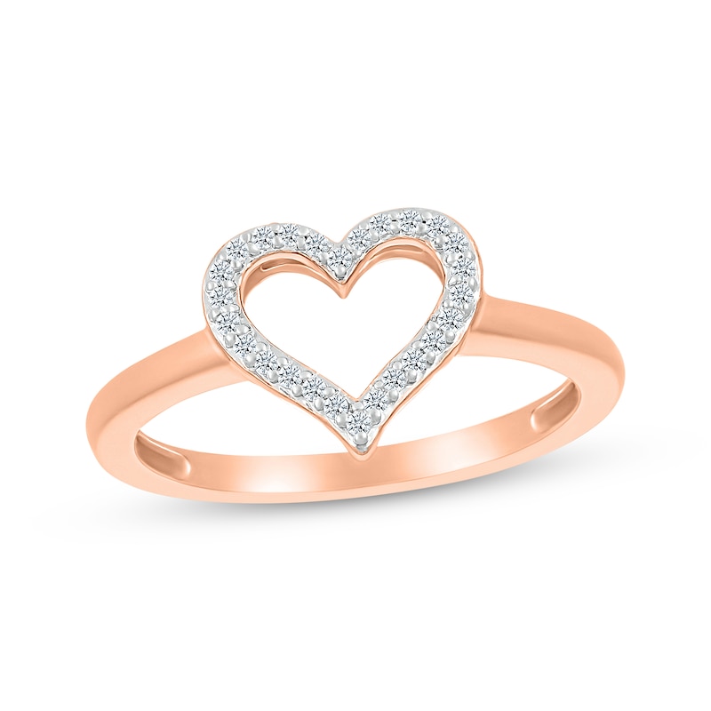 Main Image 1 of Diamond Open Heart Fashion Ring 1/10 ct tw 10K Rose Gold