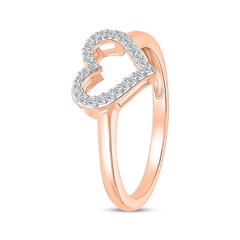 Main Image 2 of Diamond Open Heart Fashion Ring 1/10 ct tw 10K Rose Gold