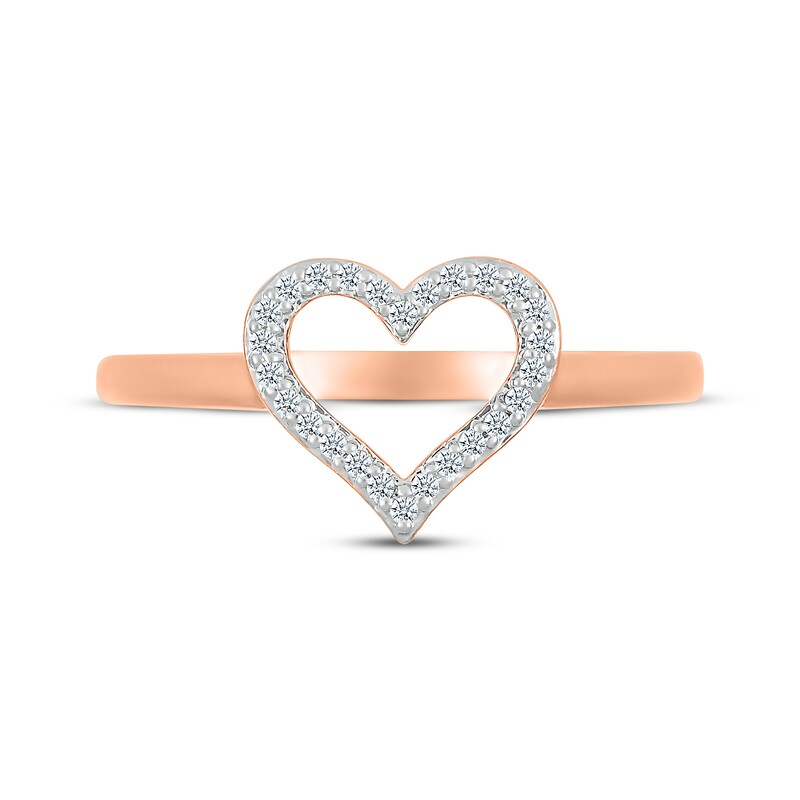 Main Image 4 of Diamond Open Heart Fashion Ring 1/10 ct tw 10K Rose Gold