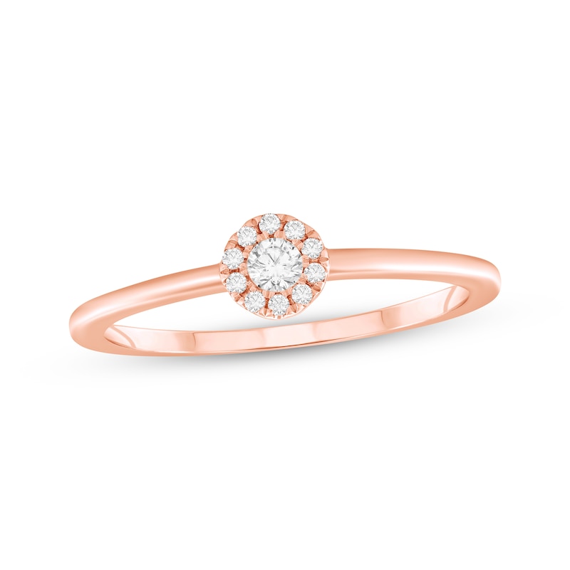 Main Image 1 of Adore Round-Cut Diamond Halo Engagement Ring 1/15 ct tw 14K Rose Gold