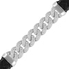 Thumbnail Image 2 of Men's Diamond Curb Chain & Braided Black Leather Bracelet 1/2 ct tw Sterling Silver 8"
