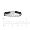 Thumbnail Image 5 of Men's Diamond Curb Chain & Braided Black Leather Bracelet 1/2 ct tw Sterling Silver 8"