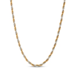 Rope Chain Necklace 4mm Solid Stainless Steel & Yellow Ion Plating 22"
