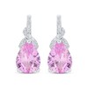 Thumbnail Image 2 of Pear-Shaped Pink Lab-Created Sapphire & White Lab-Created Sapphire Drop Earrings Sterling Silver