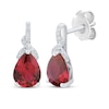 Thumbnail Image 1 of Pear-Shaped Lab-Created Ruby & White Lab-Created Sapphire Drop Earrings Sterling Silver
