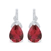 Thumbnail Image 2 of Pear-Shaped Lab-Created Ruby & White Lab-Created Sapphire Drop Earrings Sterling Silver
