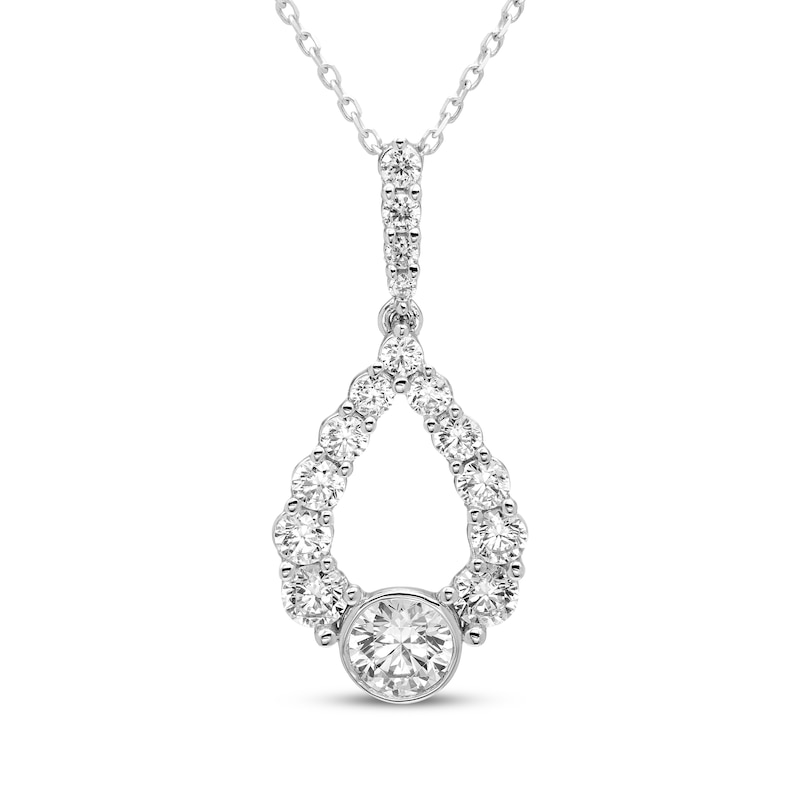 Main Image 1 of Milestones Diamond Teardrop Dangle Necklace 1-1/2 ct tw 10K White Gold 18&quot;