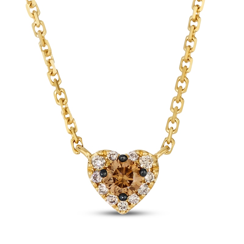 Main Image 1 of Le Vian Diamond Heart Necklace 1/6 ct tw 14K Honey Gold 19"