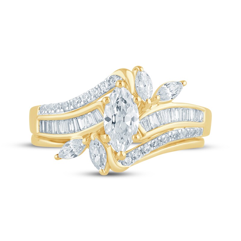 Main Image 3 of Adore Marquise-Cut Diamond Bypass Engagement Ring 1 ct tw 14K Yellow Gold