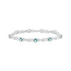 Thumbnail Image 1 of Oceanic Blue Topaz & White Lab-Created Sapphire Link Bracelet Sterling Silver 7.25"
