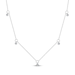 Diamond Bezel-Set Dangle Station Necklace 1/5 ct tw 10K White Gold 18"