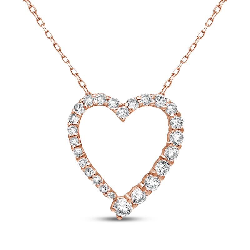 Main Image 1 of KAY Lab-Grown Diamonds Graduated Heart Necklace 1/2 ct tw 14K Rose Gold 18"