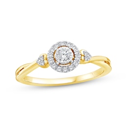 Multi-Diamond Halo Promise Ring 1/6 ct tw 24K Yellow Gold Vermeil Sterling Silver