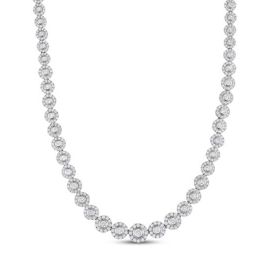 Diamond Halo Link Necklace 10 ct tw 14K White Gold 18"