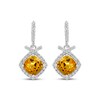 Thumbnail Image 2 of Cushion-Cut Citrine & White Lab-Created Sapphire Drop Earrings Sterling Silver