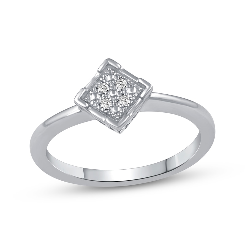 Main Image 1 of Diamond Accent Pavé Tilted Square Fashion Ring Sterling Silver