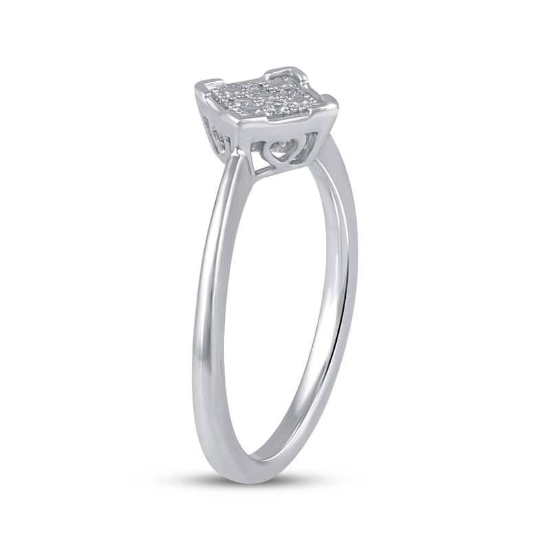 Main Image 2 of Diamond Accent Pavé Tilted Square Fashion Ring Sterling Silver
