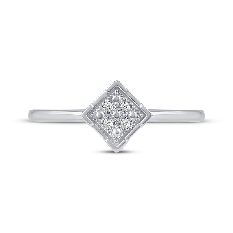 Main Image 4 of Diamond Accent Pavé Tilted Square Fashion Ring Sterling Silver