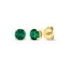 Thumbnail Image 1 of Lab-Created Emerald Solitaire Stud Earrings 10K Yellow Gold