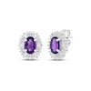 Thumbnail Image 1 of Oval-Cut Amethyst & White Lab-Created Sapphire Halo Stud Earrings Sterling Silver