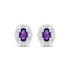 Thumbnail Image 2 of Oval-Cut Amethyst & White Lab-Created Sapphire Halo Stud Earrings Sterling Silver