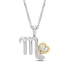 Thumbnail Image 1 of White Lab-Created Sapphire Scorpio Zodiac Symbol Necklace Sterling Silver & 10K Yellow Gold 18"